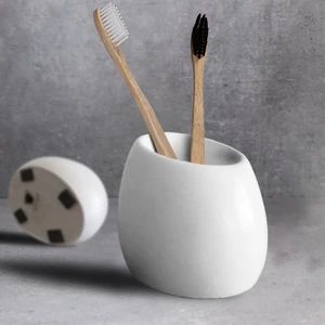 Ghogol Home Eliptik Beton Diş Fırçalık Kırık Beyaz