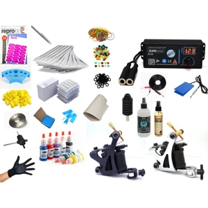 XL-155 Çift Makinalı Dijital Adaptörülü Tattoo Dövme Makinası Seti Profesyonel