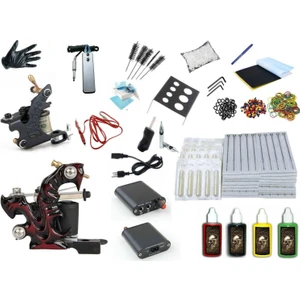 XL-479 Xlıne Tattoo Çift Makinalı Dövme Makinası Seti Profesyonel - Black-Sılver