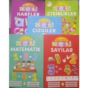 Neşeli Harfler - Matematik - Çizgiler - Etkinlikler - Sayılar Seti 5 Kitap