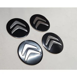 Jant Göbeği Arma Citroen Alüminyum Yapıştırma 60 mm 4'lü Set Siyah
