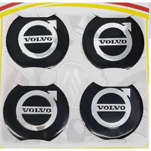 Jant Göbeği Arma Volvo 60 mm 4'lü Set Siyah Alüminyum Yapıştırma