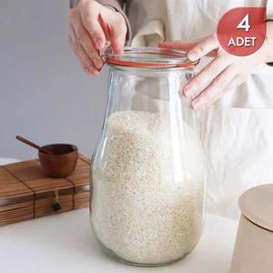 2700 ml Cam Kavanoz Lale Serisi Seti 4 Adet