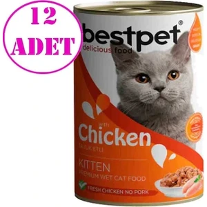 12 Adet Kitten Tavuk Etli Yavru Kedi Konservesi 400 gr