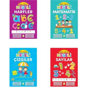 Ema Çocuk Eğitici-Öğretici Neşeli Harfler + Neşeli Matematik + Neşeli  Sayılar + Neşeli Çizgiler