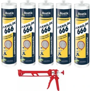 Montaj Mastiği  Beyaz 666 5 Adet - Plastik Silikon Tabancası Hediyeli