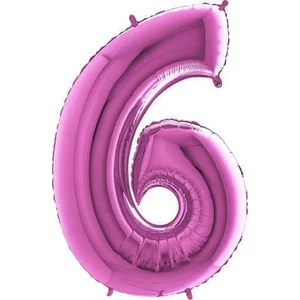 Parti Furyası 6 Yaş Balonu Rakam Balon Pembe Renk 40 Inç Folyo Balon 100 cm