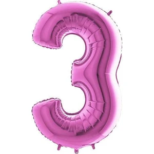 Parti Furyası 3 Yaş Balonu Rakam Balon Pembe Renk 40 Inç Folyo Balon 100 cm