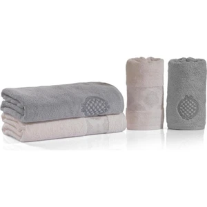 Premium 4 Parça Banyo Havlu/hamam Seti Gri