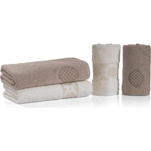 Premium 4 Parça  Banyo Havlu/hamam Seti Bej
