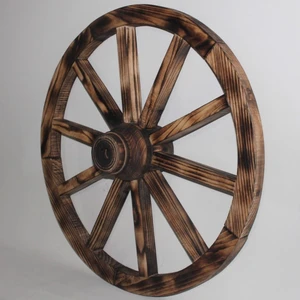 Otantik Çarşı Ahşap At Arabası Tekeri 70 Cm.(Ahşap Yakma)