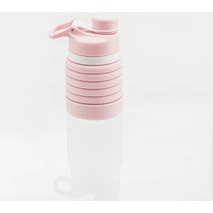 Akordiyon Katlanabilir Silikon Su Matarası SL-062 - Açık Pembe