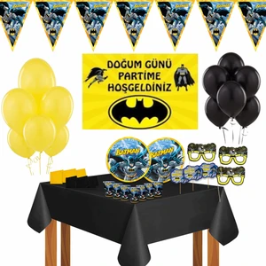 Afişli Batman Betmen Doğum Günü Parti Malzemeleri Süsleri Seti Batman Süs 8 Kişilik