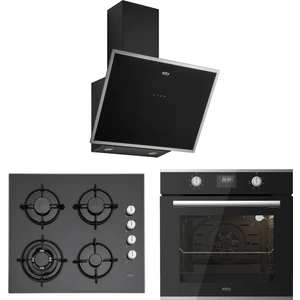 Siyah Cam Ankastre Set (AEF6605B01 Fırın + ACO5434B01 Ocak + 3473B6 Davlumbaz)