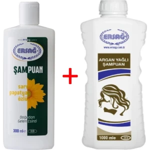 Sarı Papatya Özlü Şampuan 300 ml  + Ersağ Aparatsız Argan Yağlı Şampuan 1000 ml