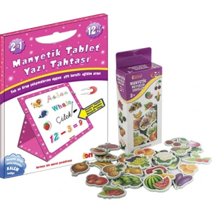 Diy-Toy Manyetik Tablet Yazı Tahtası Pembe + Manyetik  Meyveler