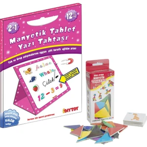 Diy-Toy Manyetik Tablet Yazı Tahtası Pembe + Manyetik Tangram