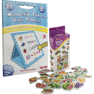 DIYTOY Manyetik Tablet Yazı Tahtası Mavi + Manyetik Meyveler
