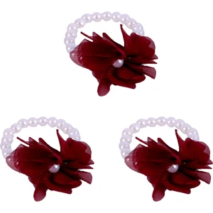 Kına Gecesi Nedime Bilekliği Incili Güllü Bordo 10 Ad