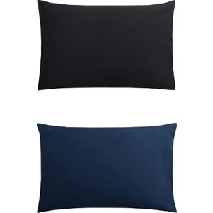 Stella Flavo 2'li Yastık Kılıfı 50x70+20cm Kapaklı 1 Adet Siyah -1 Adet Lacivert