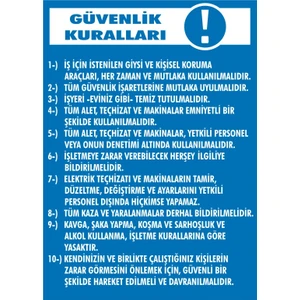İzmir Serigrafi Güvenlik Kuralları Galvaniz Uyarı Levhası 17,5 x 25 cm
