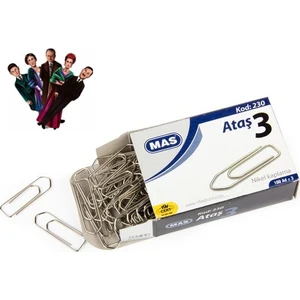 Mas 230 No:3 Ataş Nikel Kaplı 100 Adet x 6'lı Paket + Özel Kesim Kitap Ayracı