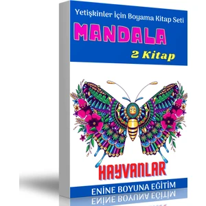 Enine Boyuna Eğitim Yetişkinler Için Hayvanları Boyama Kitap Seti -2 Kitap
