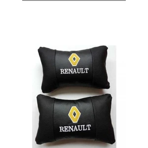 Renault Deri Nakışlı Oto Başlık Boyun Yastığı İki Adet