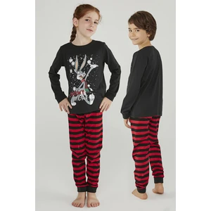 Renkli Unisex Bugs Çizgili 2'li Pijama Takımı