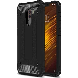 Caseart Xiaomi Pocophone F1 Kapak Çift Katmanlı Zırh Tank Kılıf - Siyah