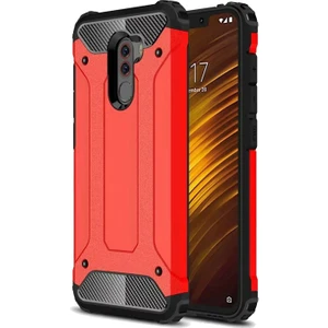 Caseart Xiaomi Pocophone F1 Kapak Çift Katmanlı Zırh Tank Kılıf - Kırmızı