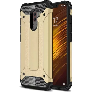 Caseart Xiaomi Pocophone F1 Kapak Çift Katmanlı Zırh Tank Kılıf - Gold