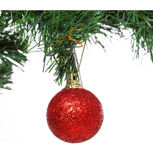 Yılbaşı Çam Ağacı Süsü Kırmızı Simli Top 4 cm 6'lı