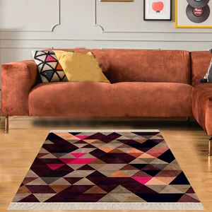 Bona Fortuna Geometrik Üçgen Desenli Dijital Baskı Yıkanabilir Kaymaz Taban Modern Salon Halısı ve Yolluk