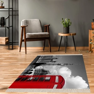 Bona Fortuna Ingiliz Telefon Kulübesi Desen Dijital Baskı Yıkanabilir Kaymaz Taban Modern Salon Halısı ve Yolluk