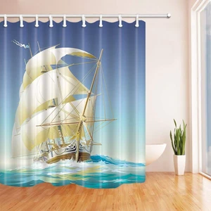 Tropik Sail Boat Banyo Duş Perdesi Tek Kanat 1 x 120 x 200
