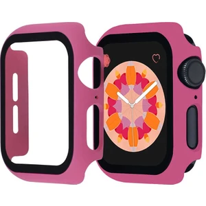 Case Street Apple Watch 6 44 mm Ekran Koruyucu Full Glue Gard Renkli Pembe Koyu