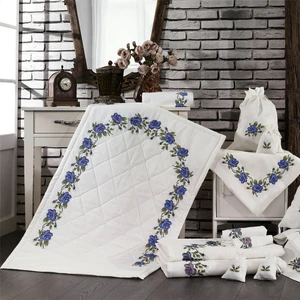 Minelya Home Kanaviçe 5 Parça Seccade Bohça Seti Mavi
