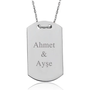 Gümüş Isimli Asker Künyesi Kadın Kolye