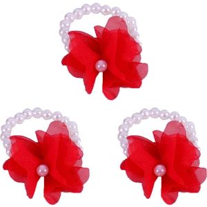 Kına Gecesi Nedime Bilekliği Incili Güllü Kırmızı 10 Ad