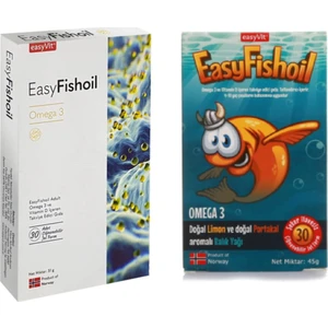 Yetişkin ve Easy Fishoil‎ Çocuklar İçin Omega 3 İçeren Takviye Edici Gıda 2'li Set