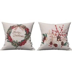 Marte Home Yılbaşı Tek Taraflı Yeni Yıl Konsept Dekoratif Kırlent Kılıfı Set 2'li