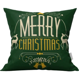 Marte Home Yılbaşı Çift Taraflı Merry Christmas Yeşil Kırlent Kılıfı