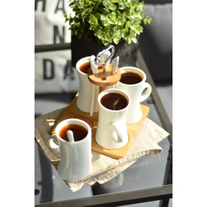 9 Parça Bambu Kupa Seti Şık Tasarım ile Kahve ve Çay Servisi İçin