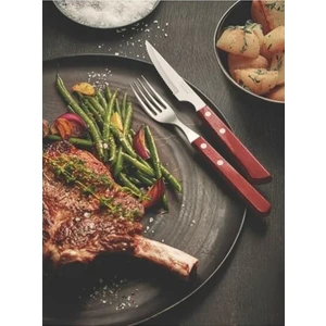 6 Kişilik Polywood Saplı Steak Et Çatal Bıçak Seti