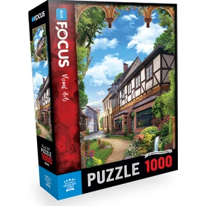 Blue Focus 1000 Parça Puzzle - Old Street And Arch With Flower
