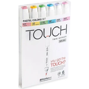 Twin Brush Marker Fırça Uçlu Marker Seti 6 Renk Pastel Renkler