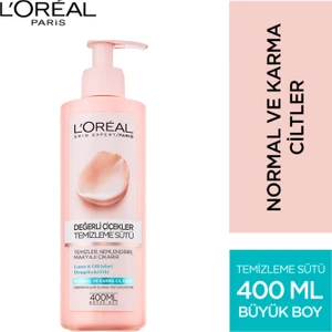 L'Oréal Paris Değerli Çiçekler Temizleme Sütü Dengeleyici Etkiyle Normal ve Karma Ciltler İçin 400 ml