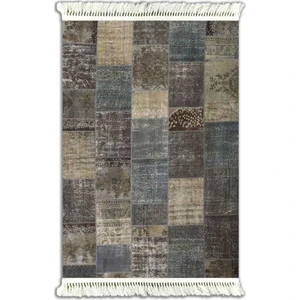 6018 Etnik Mavi Desen Kaydırmaz Halı 120 x 180 cm