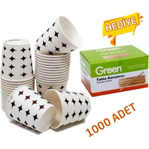 Karton Bardak 7 0z Sızdırmaz - Akıtmaz 1000 Adet 1.kalite - Ahşap Karıştırıcı Hediyeli